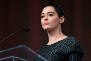 Actress Rose McGowan gives opening remarks to the audience at the Women