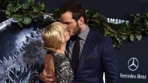 Anna Faris, left, and Chris Pratt arrive at the Los Angeles premiere of "Jurassic World" at the Dolby Theatre on June 9, 2015.