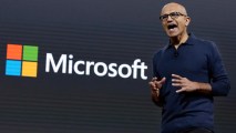 This Oct. 26, 2016, file photo shows Microsoft CEO Satya Nadella address a Microsoft media event in New York.