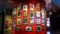 This undated image released by the Rock & Roll Hall of Fame shows an installation featuring photography from Rolling Stone magazine, part of an anniversary exhibit at the Rock & Roll Hall of Fame in Cleveland, Ohio.