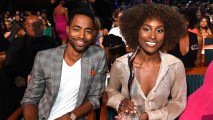 In this Aug. 5, 2017, file photo, Jay Ellis poses with Issa Rae during Black Girls Rock! 2017 at NJPAC in Newark, N.J. Ellis and Rae star in HBO