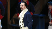 In this June 12, 2016 file photo, Lin Manuel Miranda and the cast of "Hamilton" perform at the Tony Awards in New York. Miranda launched the #Ham4All challenge on Monday.