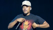 In this July 7, 2017 file photo, Chance the Rapper performs on stage at the Wireless Festival in Finsbury Park, London. Police in Connecticut say more than 90 people were hospitalized during a concert featuring Chance the Rapper.