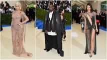 Kylie Jenner, P. Diddy and Kendall Jenner at the 2017 Met Gala.