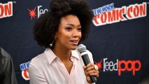 NEW YORK, NY - OCTOBER 07: Sonequa Martin-Green speaks onstage during the Star Trek: Discovery panel during 2017 New York Comic Con - Day 3 at Theater at Madison Square Gardenon October 7, 2017 in New York City. (Photo by Dia Dipasupil/Getty Images)