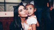 Kim Kardashian and daughter North West attend the Ariana Grande Dangerous Woman show on March 31, 2017, in Inglewood, California.