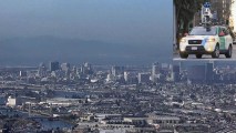 Google Maps cars (inset) mapping air quality in Oakland. (June 5, 2017)