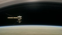 This image made available by NASA in April 2017 shows a still from the short film "Cassini