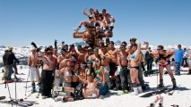 Skiers in Bikinis Hit Mammoth Slopes in the Summer