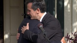 Garcetti, Villaraigosa Share Advice, Hug