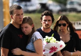 Christian Bale Visits Aurora Shooting Memorial