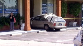 Car Strikes Woman, Slams Into Office