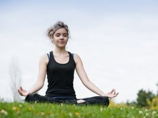 Grassy Relaxing at The Huntington's Yoga Series