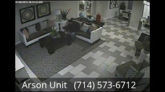 Raw Video: Arsonist Sets Fire to Office Couch