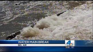 Bel Air Residents Wait for Crews to Shutdown Broken Water Main