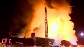 Raw Video: Facade Collapses in Tobacco Shop Fire