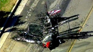 Raw Aerial Video: Burned Wreckage of Plane in Redlands
