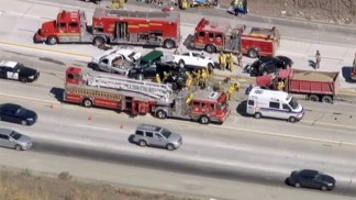 Rescue Workers Respond to Multi-Car Crash