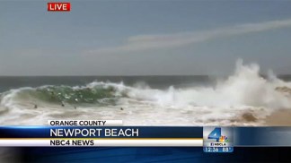 High Surf Hits Newport Beach's The Wedge