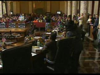 Raw Video: Angel Goes to City Hall