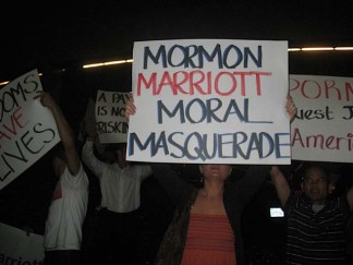 Images from Protest: "Put a Condom on Marriott"