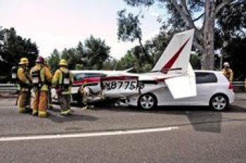 Cars Crash Into Plane After Emergency Freeway Landing 