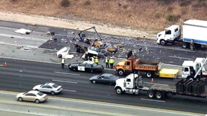 2 Killed When Big Rig, Truck Collide on Freeway