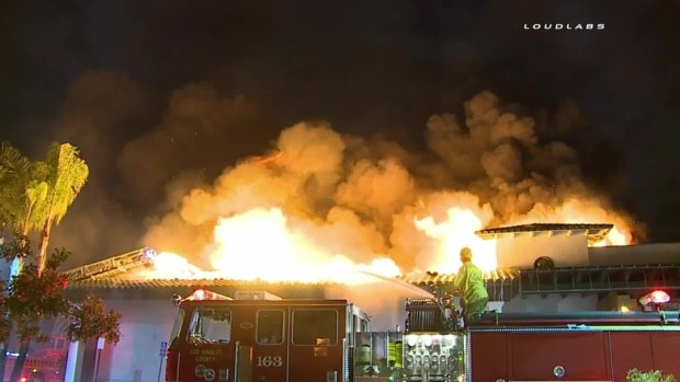 [LA] RAW VIDEO:  Firefighters Plunge Through Casino Roof