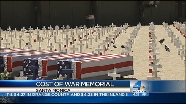 Memorial Day in SoCal: Crosses Dot Santa Monica Beach