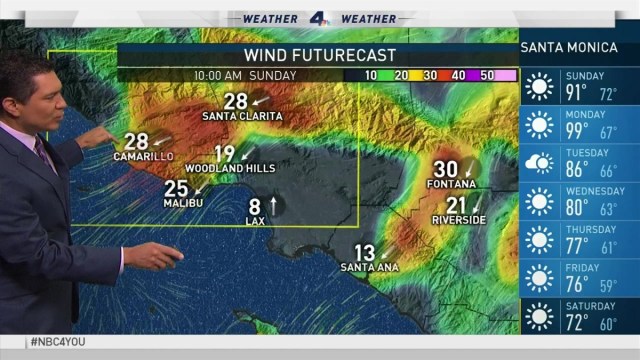 Warm temperatures and strong winds are expected. Anthony Yanez reports for the NBC4 News at 6 on Saturday, Sept. 24, 2016.