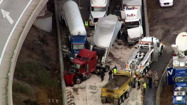 Driver Rescued in Newhall Pass Truck Crash