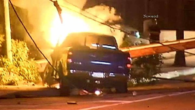 Photos: Pickup Truck Hits Power Line