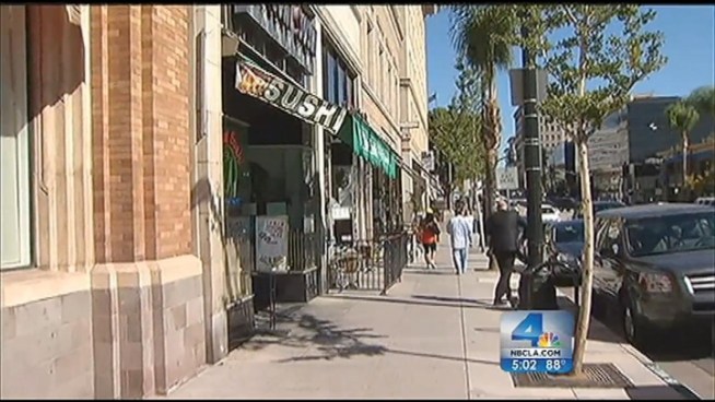 Police say the attack happened on Saturday at 11:30 p.m. as a woman was leaving a restaurant and bar at Colorado Boulevard and Holly Street. Angie Crouch reports from Pasadena for the NBC4 News at 5 p.m. on Oct. 16, 2012.