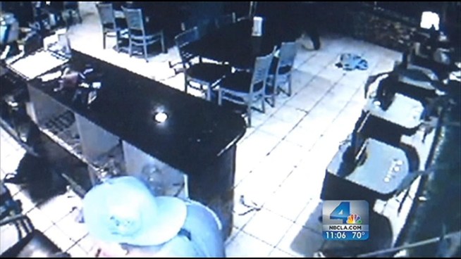 Police are asking for help from the public in identifying three men who beat and hogtied an employee at a Santa Ana cafe earlier this week. On Friday, officials released surveillance footage of the incident. Janet Kwak reports for the NBC4 News at 11 p.m. on Friday, Oct. 26, 2012.