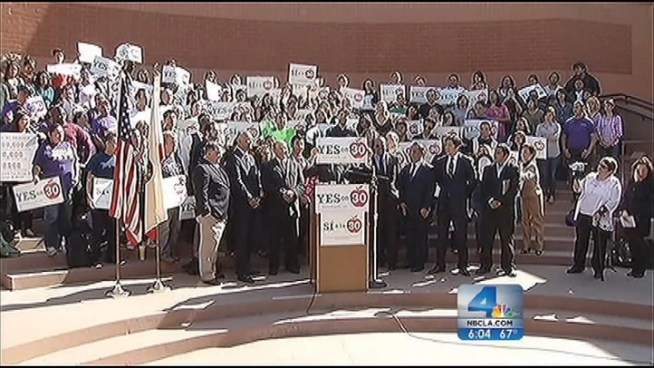 City councilmembers are trying to place a tax-hike measure on the March 2013 municipal ballot. They’re framing the sales-tax increase from 8 3/4 percent to 9 1/4 percent as an investment in cash-strapped city services. Some 36 local governments are voting on Nov. 6 on whether to increase their sales tax. Conan Nolan reports from City Hall for the NBC4 News at 6 p.m. on Oct. 31, 2012.