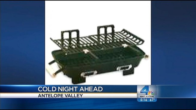 With freezing temperatures expected in the Antelope Valley early Tuesday morning, the LA County Fire Department is warning people to be extra careful as they try to keep warm. Gordon Tokumatsu reports from Palmdale for the NBC4 News at 5 p.m. on Nov. 12, 2012.