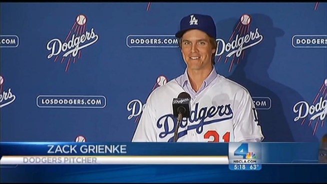 The LA Dodgers introduced their $147-million man, Zack Greinke, Tuesday. His salary is a record-setter for a right-handed pitcher. Mario Solis reports from Dodger Stadium for the NBC4 News at 5 p.m. on Dec. 11, 2012.