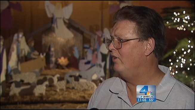Someone scrawled Nazi symbols and put a Hitler mustache on the face of a baby Jesus and defaced the wise men at Nativity scenes of a church and a home in Huntington Beach, just two days before Christmas. Janet Kwak reports for the NBC4 Late News on Sunday, Dec. 23, 2012.