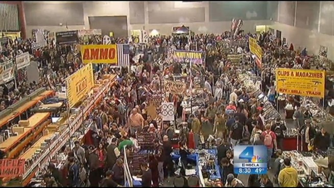 Some 6,000 people filled the Ontario Convention Center by Saturday afternoon, and more than double that figure is expected to attend the event, which is the first show of its kind in SoCal since the Sandy Hook Elementary massacre in Connecticut. The massive turnout is something even the Crossroads of the West Gun Show promoter didn t expect. Michelle Valles reports from Ontario for the NBC4 News at 8 p.m. on Jan. 5, 2013.
