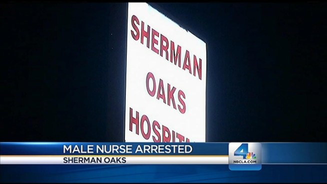 A 61-year-old male nurse was arrested after committing a sex act on a female corpse at Sherman Oaks Hospital, Los Angeles police said Monday. Kim Baldonado reports from Sherman Oaks for the NBC4 News at 11 p.m. on Jan. 21, 2013.