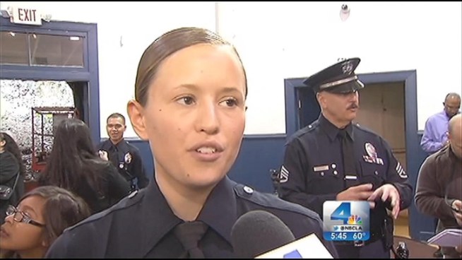 Friday was graduation day for the LAPD. Samantha Barnhart was among the graduates, and she is following in her father's footsteps to become a Los Angeles police officer. John Cádiz Klemack reports from the LAPD Police Academy for the NBC4 News at 5 p.m. on January 25, 2013.