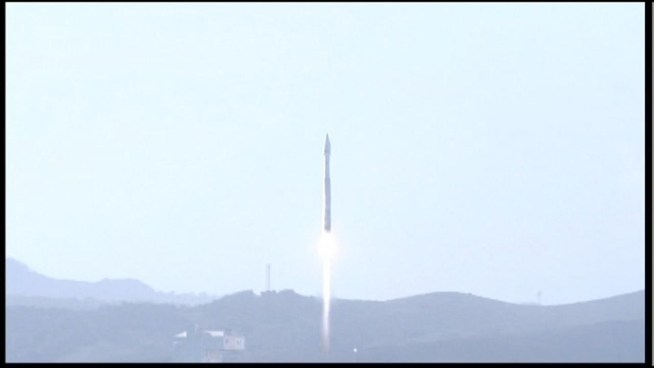 A satellite is launched into space as part of a joint USGS, NASA mission to get a better view of Earth. Raw video from the Feb. 11, 2013 launch at Vandenberg AFB near Lompoc.