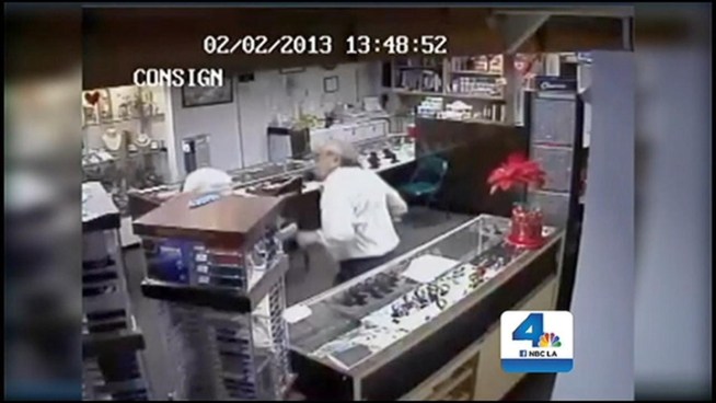 A jewelry store owner in Sherman Oaks refused to stand by and watch as two men robbed his establishment. He fought back, and now authorities are hoping surveillance video will lead them to the robbers. Kim Baldonado reports