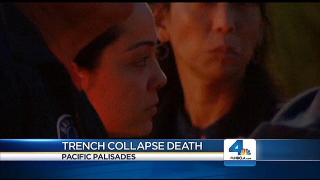 A 50-year-old construction worker died after the collapse of a trench at a work site in Pacific Palisades. The victim's colleague was pulled from the trench and the incident is being investigated by LAPD and Cal OSHA. Jane Yamamoto reports for the NBC4 News at 11 p.m. on Mar. 14, 2013.