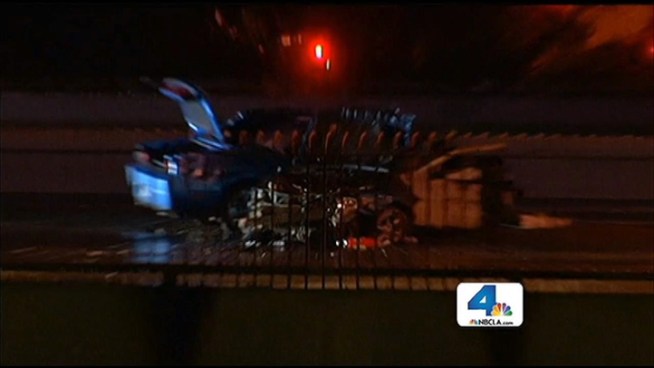 A crash that sent four people to hospitals shut down lanes of the 134 Freeway in Pasadena. Jane Yamamoto reports from Pasadena for the NBC4 News at 11 p.m. on Sunday, March 17, 2013.