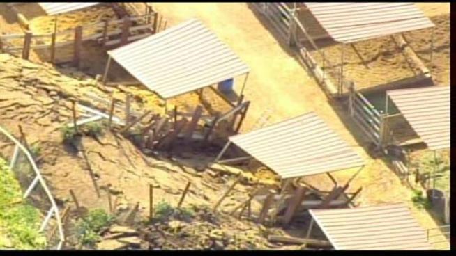 A landslide near the small town of Somis in Ventura County forced the evacuation of a residence and several horses.
