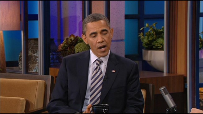President Obama wraps up his trip to Southern California with a visit to the Tonight Show with Jay Leno. Conan Nolan reports.