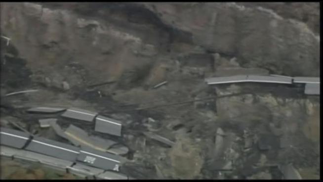 It's unclear if Sunday's heavy rain was a factor, but the big landslide in San Pedro took a turn for the worse on Sunday