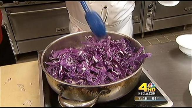 Wolfgang Puck shows NBC4's Carl Bell how to make the perfect braised red cabbage as a great dish for the holidays!