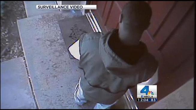 A subject wanted in connection with a series of Porter Ranch robberies is caught on surveillance video.